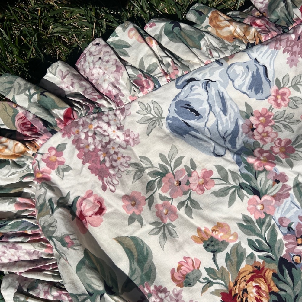 80's Ralph Lauren Alison Ruffled Trim Duvet King Rare 100% Cotton USA Made